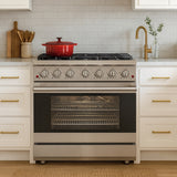 Duro Kitchen 36" Stainless Steel Freestanding Gas Range with Convention Fan