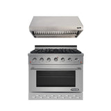 NXR 36" Stainless Steel Natural Gas Range with 5.5 cu. ft. Convection Oven & Under Cabinet Hood Bundle SC3611 RH3601  NXR nxrbusiness