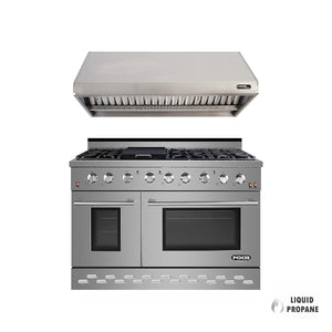 NXR 48" Stainless Steel Propane Gas Range with 7.2 cu ft. Convection Oven & Under Cabinet Hood Bundle SC4811LP RH4801 Ranges NXR nxrbusiness