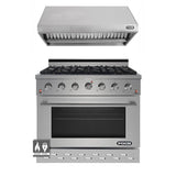 NXR 36" Stainless Steel Dual Fuel Range with 5.5 cu. ft. Convection Oven & Under Cabinet Hood Bundle SCD3611 RH3601 Ranges NXR nxrbusiness